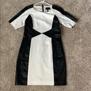 Black leather and cream nylon dress